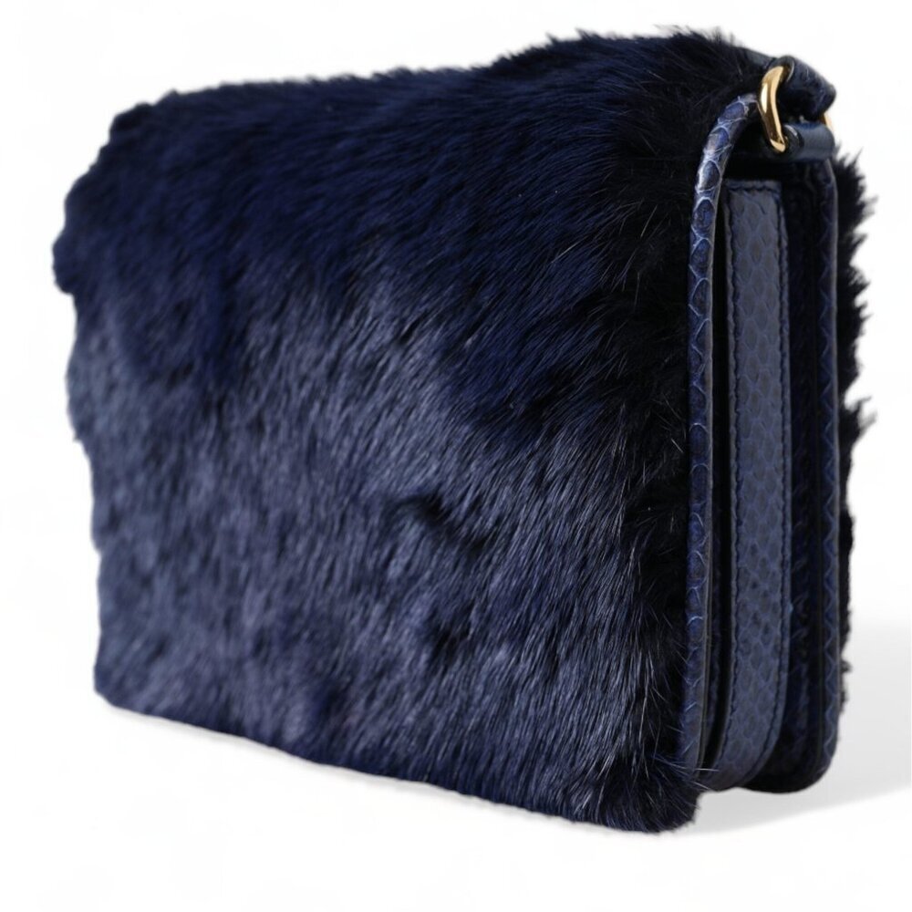 Dolce & Gabbana Dolce & Gabbana Exquisite Blue Mink Fur Shoulder Bag/Blue